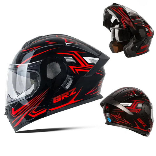 DOT Certified ABS Flip-Up Helmet - Lightweight & Compact, Round Smooth Design for Men/Women
