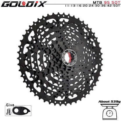 GOLDIX Black MTB Cassette 8/9/10/11/12 Speed 40/42/46/50T K7 Bicycle Freewheel Sprocket