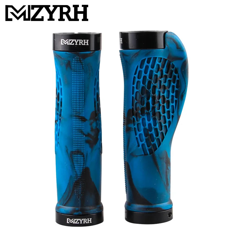 Bicycle Grips Lock on Rubber Bicycle Handlebar Grip Durable Ergonomics Mountain Bike Handle Waterproof Dustproof MTB Cuffs BLACK-BLUE