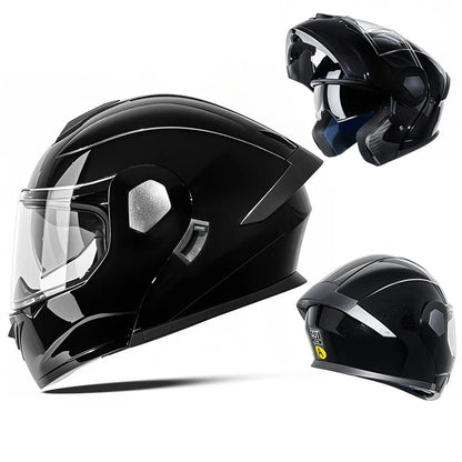 DOT Certified ABS Flip-Up Helmet - Lightweight & Compact, Round Smooth Design for Men/Women Black