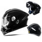 DOT Certified ABS Flip-Up Helmet - Lightweight & Compact, Round Smooth Design for Men/Women Black