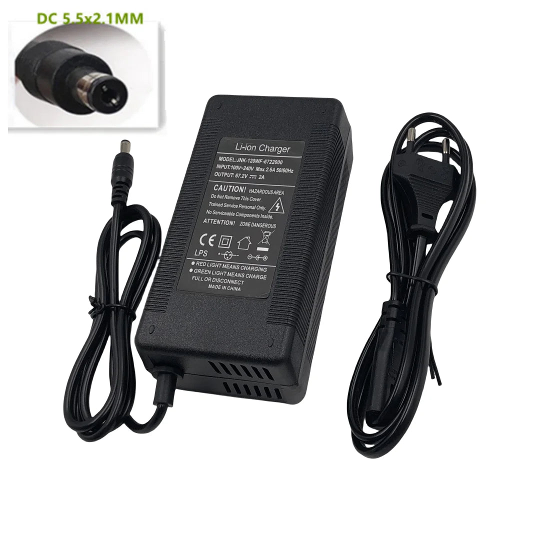 60V Charger 2A Output 67.2V/2A Charger For Wheelbarrow Harley Citycoco 16S 60V lithium Battery GX16 Connector with Fan 100-240V