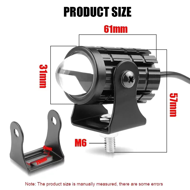 1pc Motorcycle Mini Driving Light Dual Colo for Headlight Auxiliary Spotlight Lamp R ATV Scooter Moto Fog Light Accessories 12V