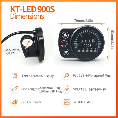 EBike Display KT LED-900S 24V 36V 48V SM/Waterproof Connect Electric Bicycle Accessories Display