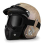 Retro Harley Motorcycle Helmet Quater-Mask in Dark Blue Leather with Copper Mirror for All Seasons 55.zongse.mian China
