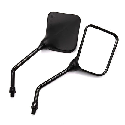 2PCS Black Square Motorcycle Mirrors - Universal Dual Sport Side Mirrors for All Bikes (Plastic Adjustable)