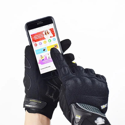 SUOMY Breathable Full Finger Racing Motorcycle Gloves Quality Stylishly Decorated Antiskid Wearable Gloves Size S-XXL Black