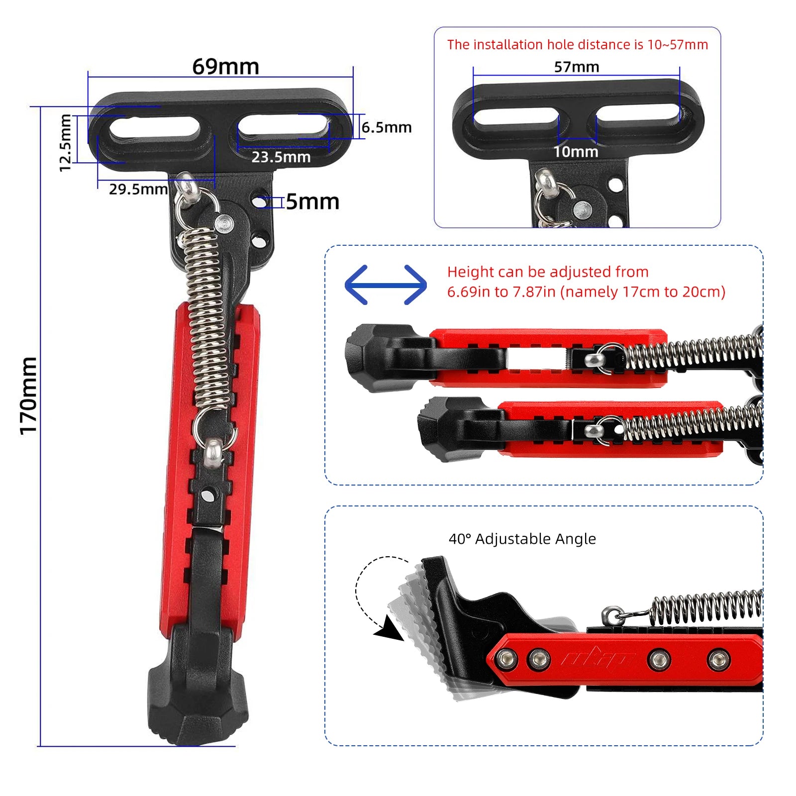 ULIP Scooters V2.0 Adjustable Kickstand Side Parking Bracket Support For Electric Scooters Side Vertical Mounting Foot Bracket