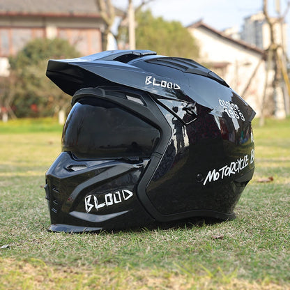Motorcycle Helmet Men's and Women's Retro Street Fighter Combination Helmet Full Helmet Detachable Half Helmet