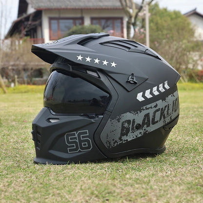 Motorcycle Helmet Men's and Women's Retro Street Fighter Combination Helmet Full Helmet Detachable Half Helmet