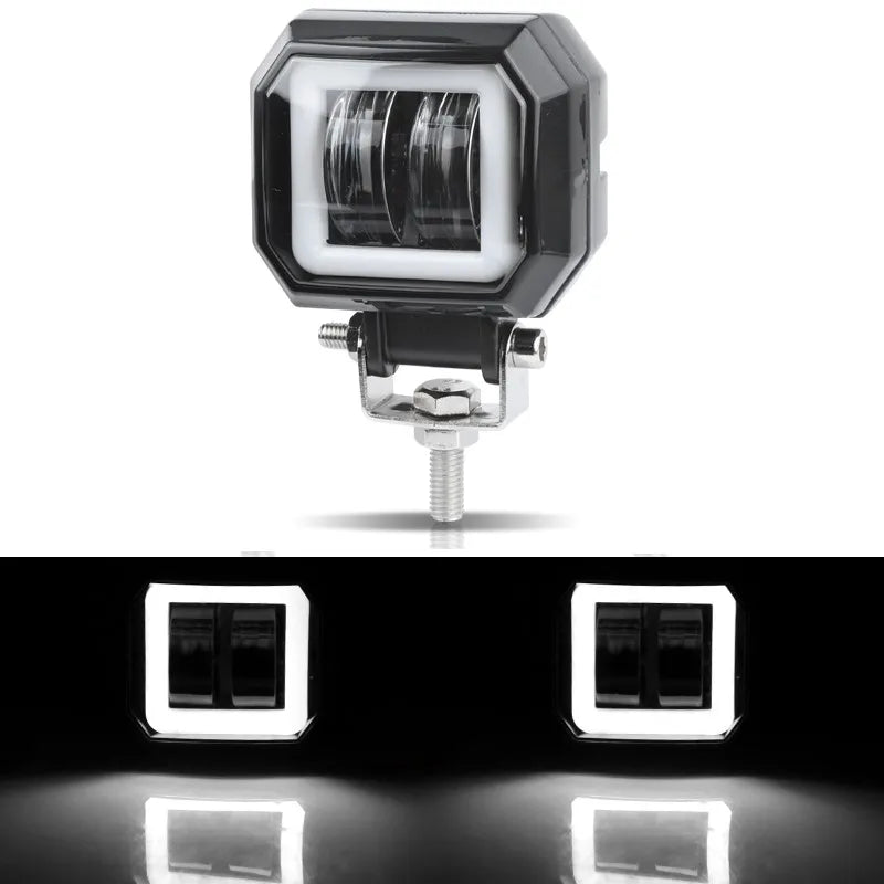 3 Inch LED Signal Lights Headlight Foglamp Round Square DRL Spot Beam Angle Eye Adjustable Bracket For Motorcycle Bike Automoble