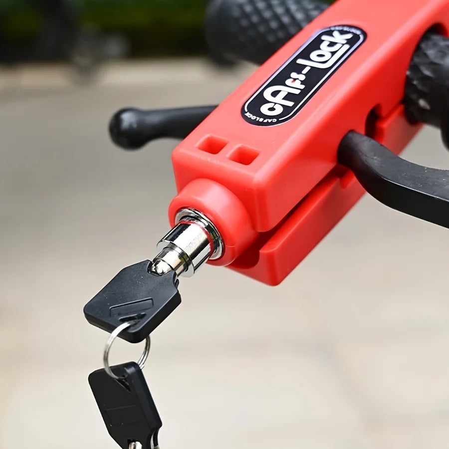 Mini Electric Vehicle Bike Anti-Theft Lock Set - Bicycle Brake Handlebar Grip Cycling Horn Throttle Lock for Scooter Motorcycle Red