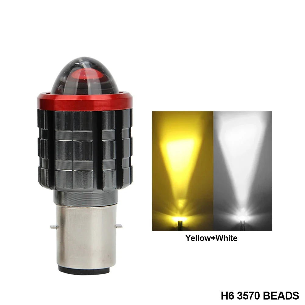 High-brightness H4 LED Motorcycle H6 LED Moto Motorcycle Headlight White Yellow Bulbs Lens High Low Beam Lamp Motorbike Lamp