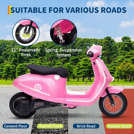 rear wheel and sturdy kickstand of kids electric motorcycle