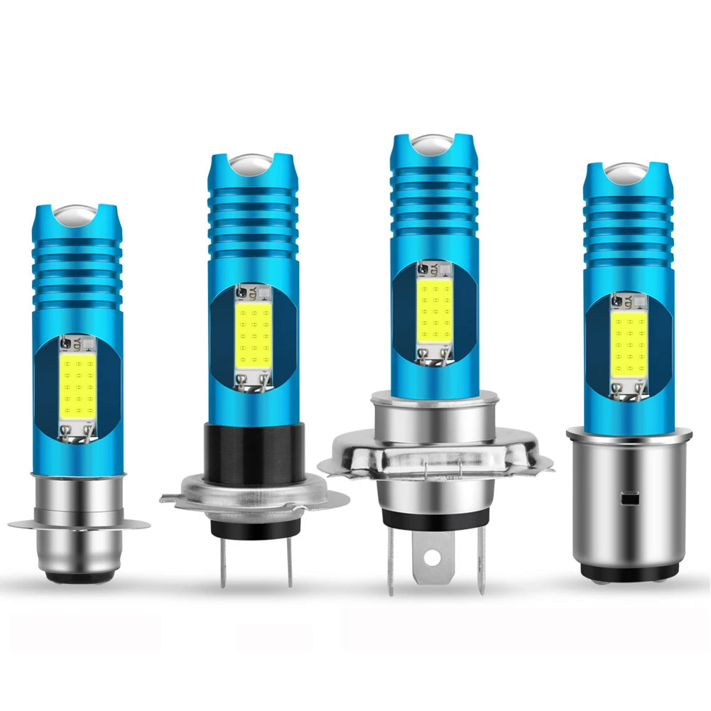 Motorcycle LED H4 H6 BA20D COB Chips H7 H6 BA20D H4 P15D Headlight Blubs 6000K 800LM RGB Scooter Light White Moto Accessories