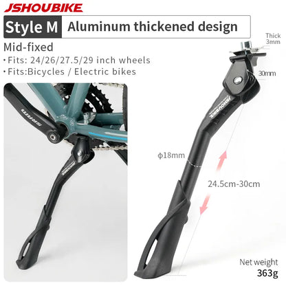 JSHOUBIKE Adjustable Bicycle Kickstand Aluminium Alloy MTB/Snow/Folding Bike/Electric Vehicle Bicycle Side Footrest 24-29 Inch Style M