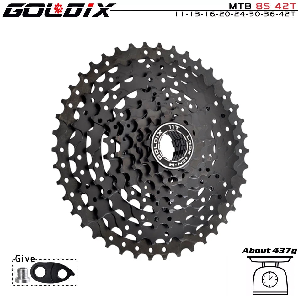 GOLDIX Black MTB Cassette 8/9/10/11/12 Speed 40/42/46/50T K7 Bicycle Freewheel Sprocket