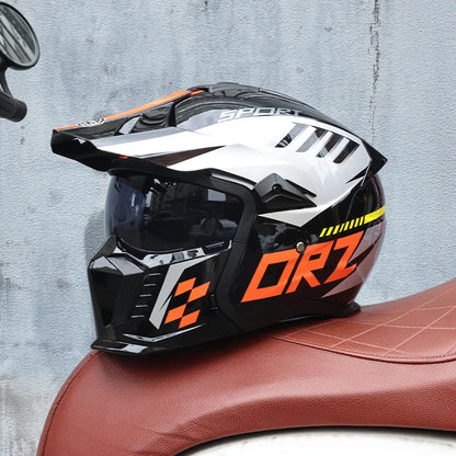 Fighter Combination Helmet Retro Motorcycle Helmet Men's and Women's Half Full Helmet 2 China