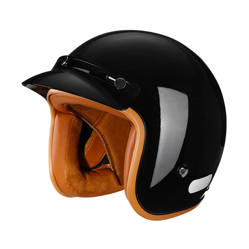3/4 Motorcycle Helmet Retro Style – ABS Lightweight Shell – No Visor – Adjustable Strap