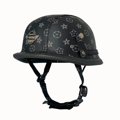 Vintage leather soldier helmet retro half helmet all seasons unisex bicycle cruiser electric scooter helmet