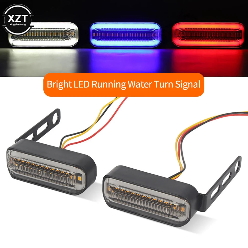 2pcs Universal 12V Motorcycle Signals Lights Electric Vehicle LED Running Water Turn Lights Scooter Accessories Cornering Lights