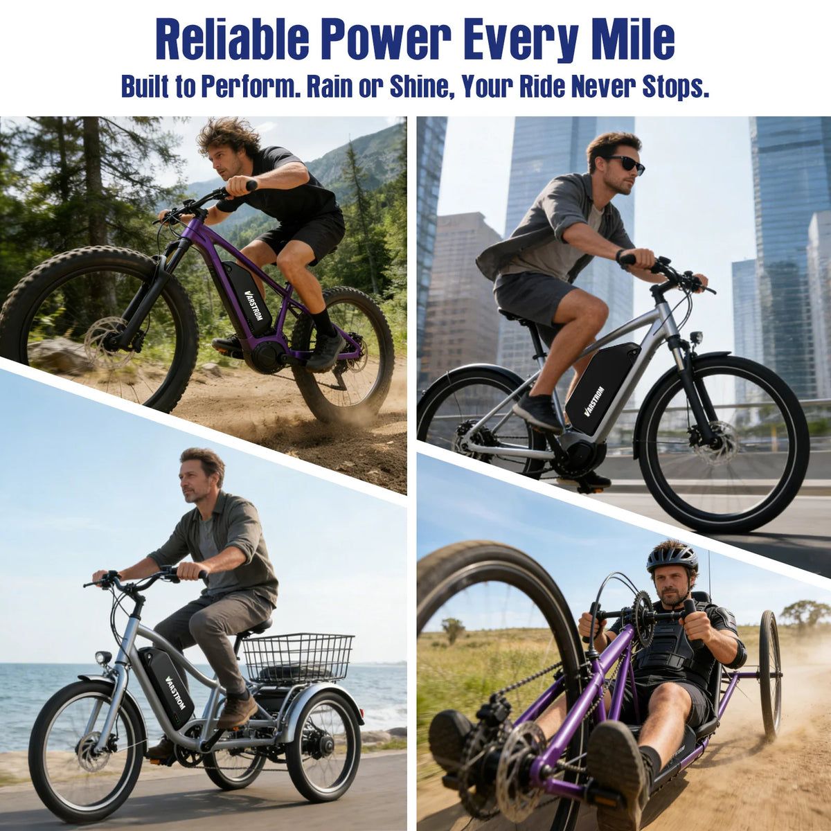 Included fast charger and mounting cradle for Varstrom ebike battery