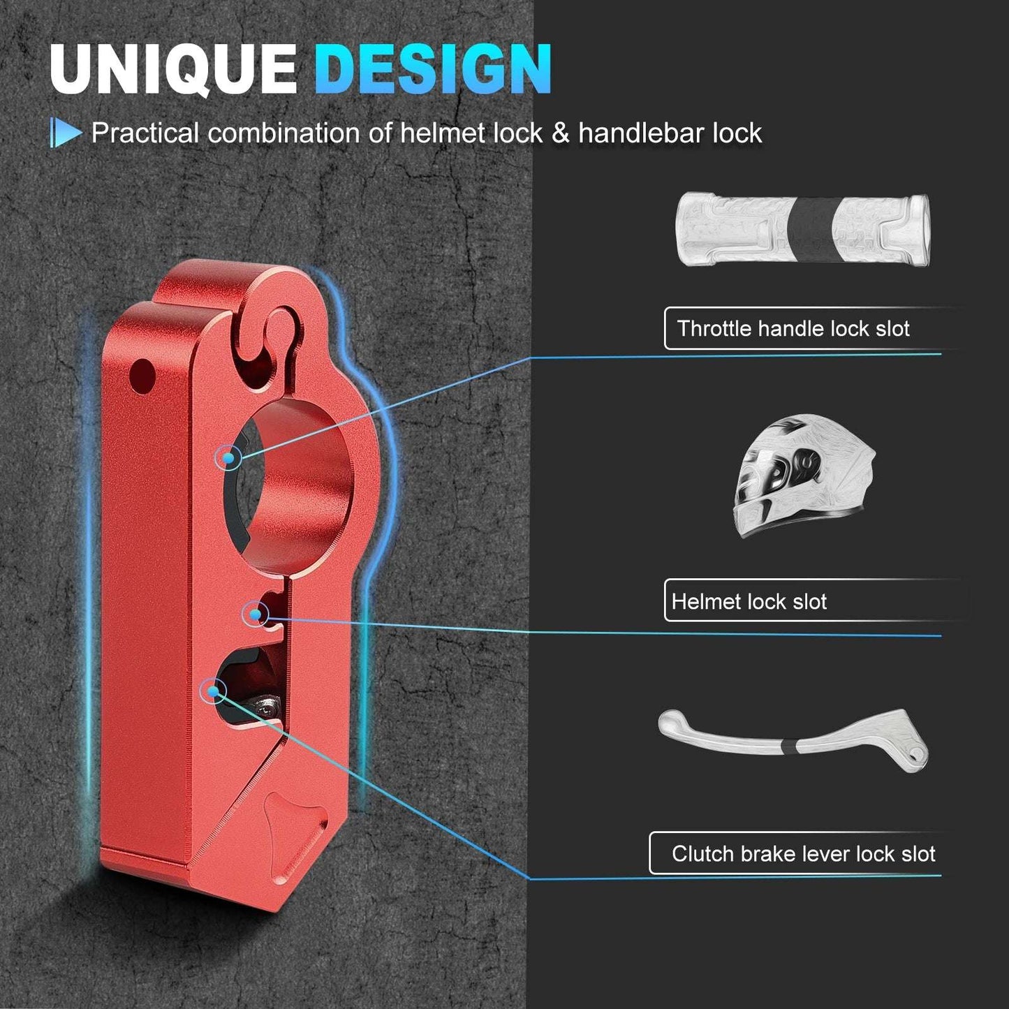 Motorcycle Handlebar Lock Motorcycle Helmet Lock Brake Lock Anti-Theft Grip Lock Combo bicycle security equipment adjustable