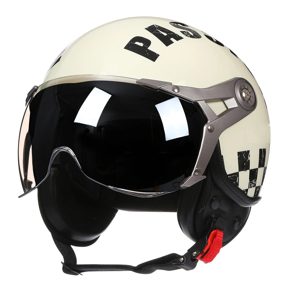 Motorcycle Helmet Jet with Visor Motorbike Riding 3/4 Open Half Helmet Retro Scooter