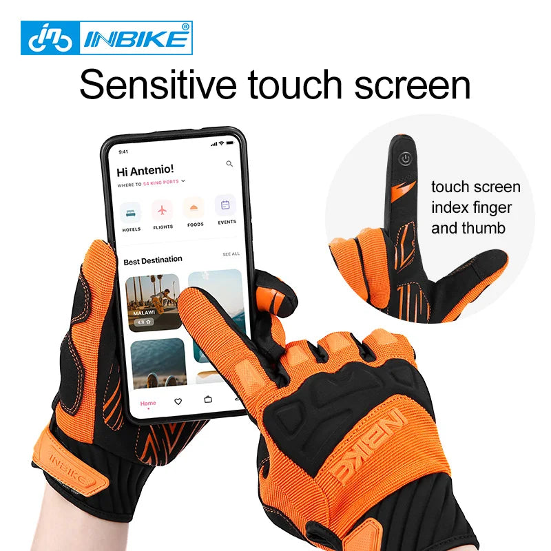 INBIKE Men's Cycling Gloves Touchscreen MTB Cycling Bicycle Riding Gloves for Men Bike Sports Gloevs Motorcycle MTB Accessories