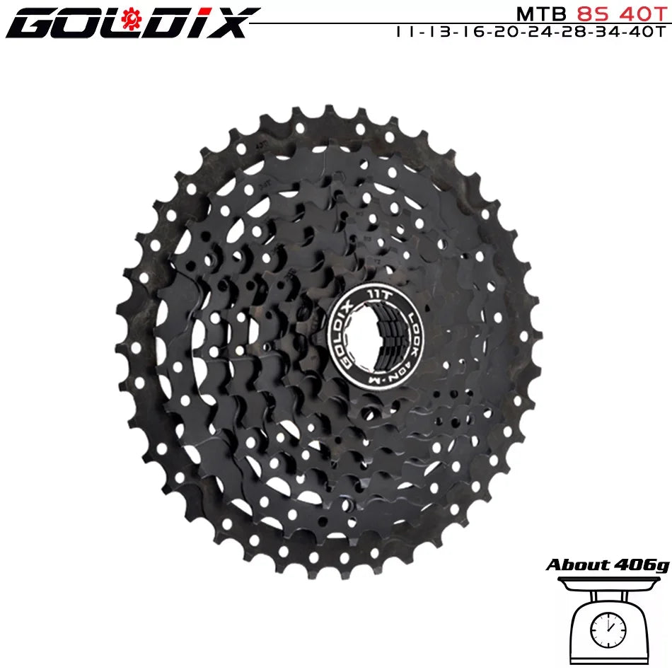 GOLDIX Black MTB Cassette 8/9/10/11/12 Speed 40/42/46/50T K7 Bicycle Freewheel Sprocket