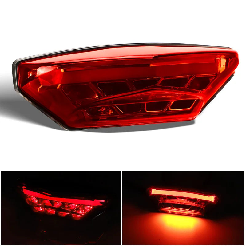 3 Wires LED Motorcycle Tail Brake Light Red Smoke Lens Rear License Lamp Daytime Running Signal Universal For 12V Moto Scooter
