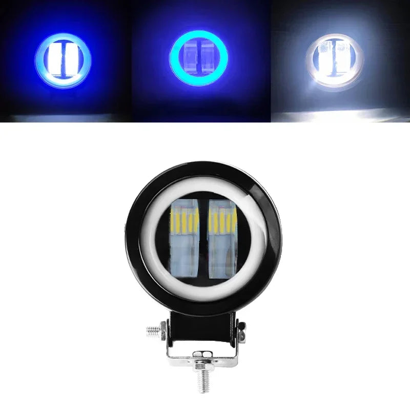 3INCH 20W Motorcycle LED Angel EyeWork Light Bar spot Lamp Offroad carBoat Truck SUv Pickup 12V 24V DrivingFog Lamp Headlight round blue 1pcs