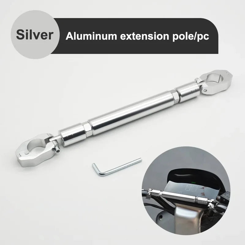 SEAMETAL Motorcycle Thick Balance Bar Universal 22mm Aluminum Crossbar Strengthen Handlebar Extended Motorbike Reinforce Lever Silver Bold Version CHINA