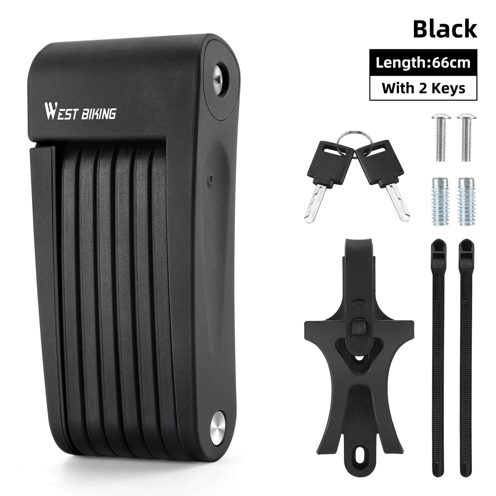 WEST BIKING Foldable Bike Lock 3 Key Strong Security Anti-theft Bicycle Lock Heavy Duty Chain Cable Padlock Motorcycle Lock