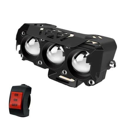 3 Lens Super bright light motorcycle Headlights led Lens spotlight Moto Fog lamp motorcycle High low beams Work light Scooters