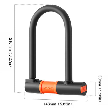 Bicycle U Lock Thickening Alloy Steel Security Bike Wheel Lock with 2 Keys Anti-theft Safety Cycling Lock MTB Road Bicycle Lock