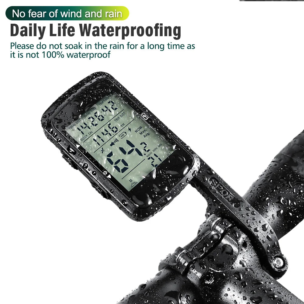 Close-Up View of NEWBOLER Wireless GPS Cycling Meter with Mounting Bracket
