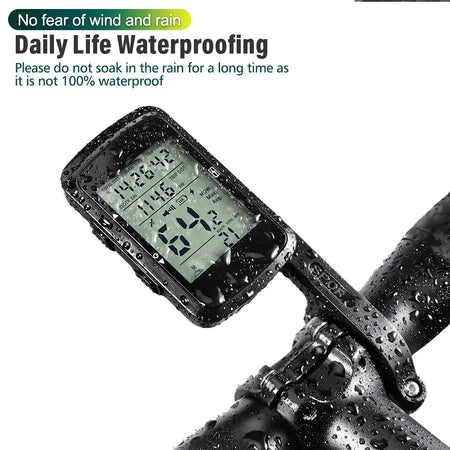 Close-Up View of NEWBOLER Wireless GPS Cycling Meter with Mounting Bracket