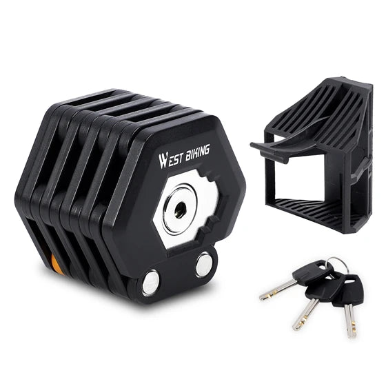 WEST BIKING Bicycle Folding Lock Portable Alloy Steel Anti-theft Safety Lock Motorcycle E-bike Lock MTB Road Bike Accessories Black
