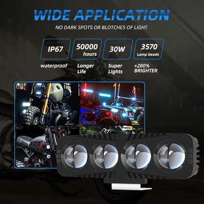 2/3/4 chip lens Spotlight Motorcycle light bulb headlamps Driving lights laser light LED additional Light bulb for moto SUV ATV