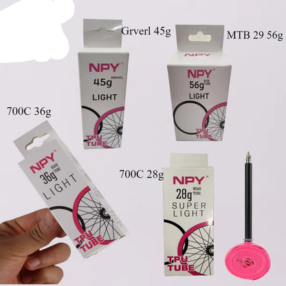 NPY TPU Bicycle Inner Tube 700C X18 23 25 28 32 35 37 40 47C Ultralight Road Gravel BikeTire Valve 45/65/85mm MTB 29 Inch Tube
