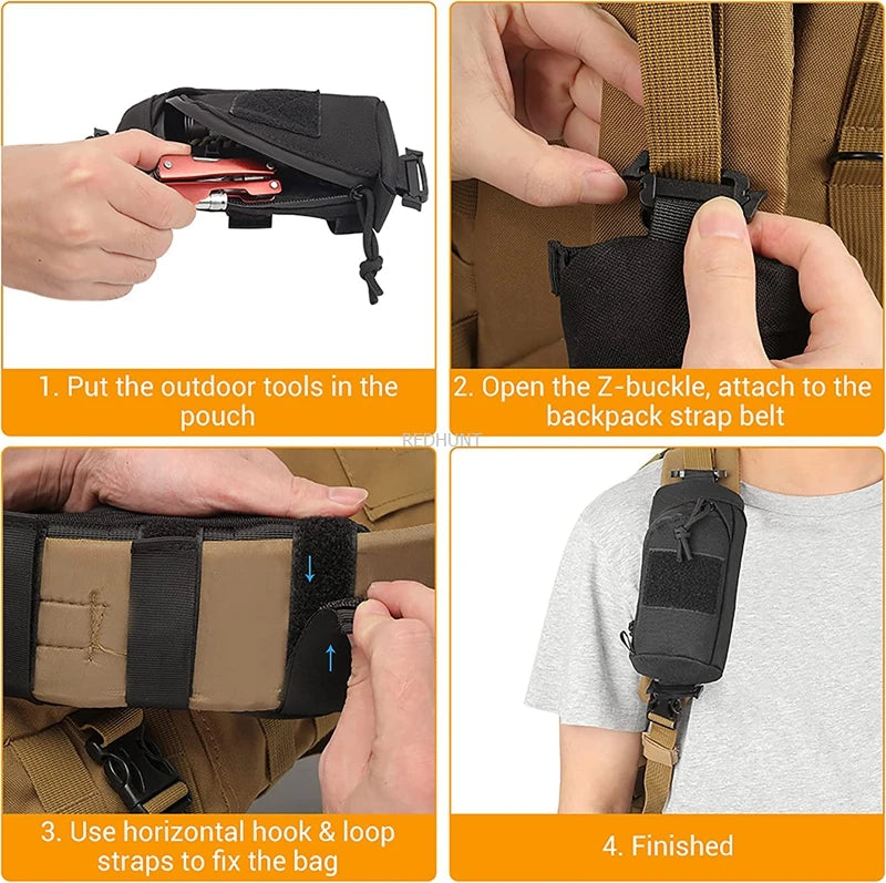 Tactical Molle Bag Military EDC Tool Pockets Outdoor Backpack Shoulder Strap Accessory Pouch Compact Phone Bag