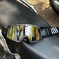 Motorcycle Glasses Windproof Motorcycle Helmet Glasses Sunglasses Retro Universal Leather Retro Motorcycle Accessories BZ-Silvery