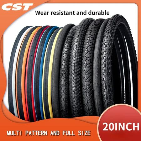 CST 20 inch BMX and folding bicycle wear resistant tire in black rubber