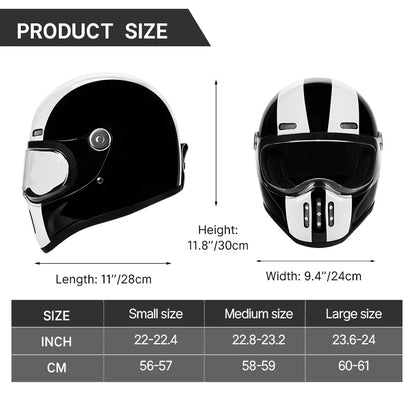 Full Face Helmet Vintage Red Sleek Design Lightweight Construction DOT ECE Certified Ideal