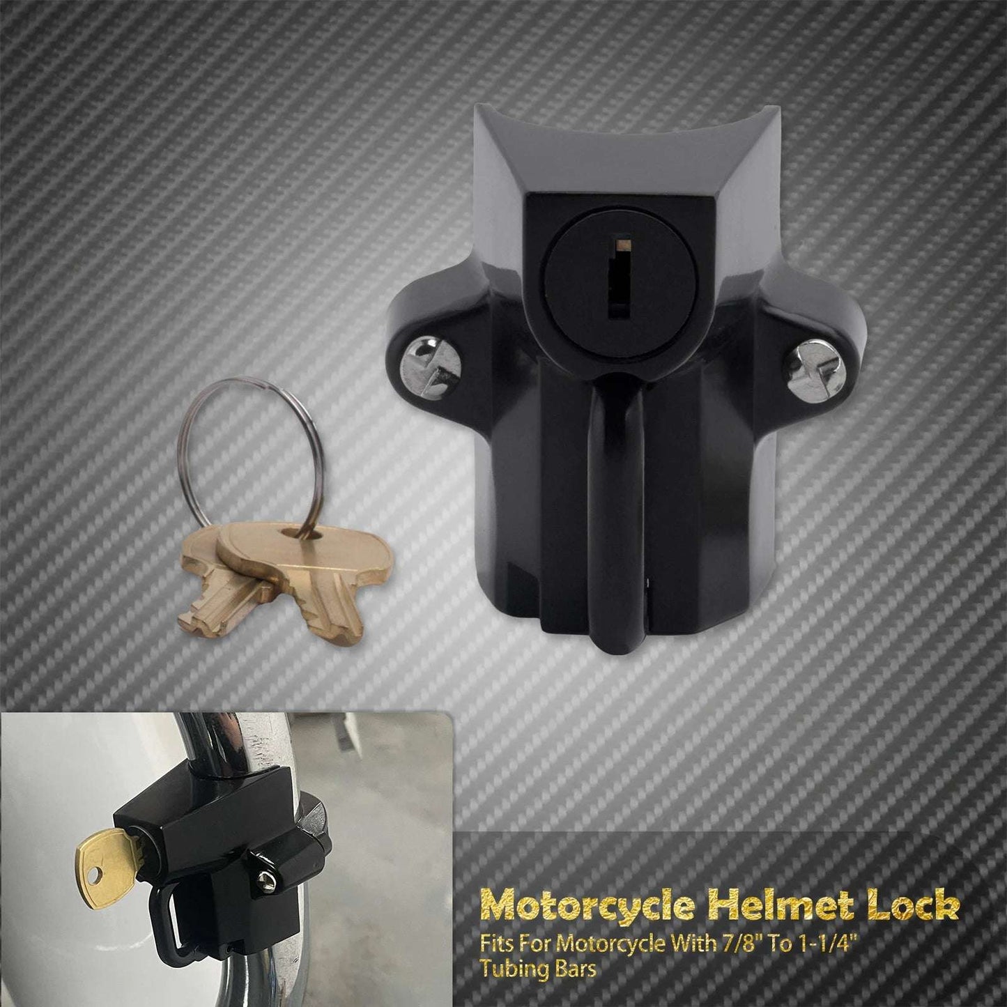 Motorcycle Helmet Lock Anti-Theft Bicycle Helmet Security Locks Hanging Hook with 2 Keys For Harley 7/8" to 1-1/4" 25-32mm Dyna Black Helmet Lock