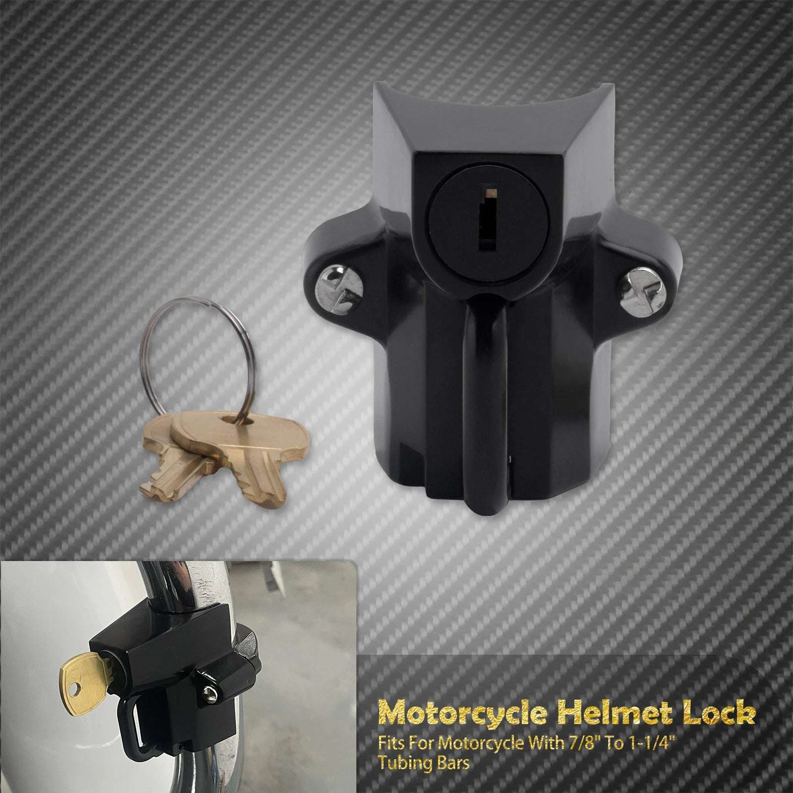 Motorcycle Helmet Lock Anti-Theft Bicycle Helmet Security Locks Hanging Hook with 2 Keys For Harley 7/8" to 1-1/4" 25-32mm Dyna