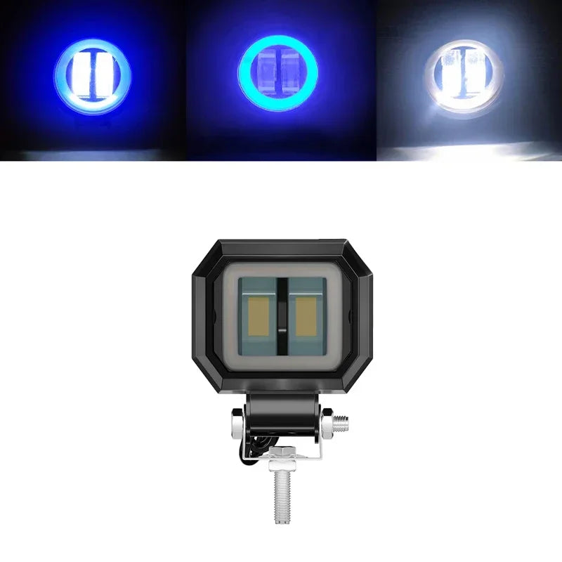 3INCH 20W Motorcycle LED Angel EyeWork Light Bar spot Lamp Offroad carBoat Truck SUv Pickup 12V 24V DrivingFog Lamp Headlight square blue 1pcs