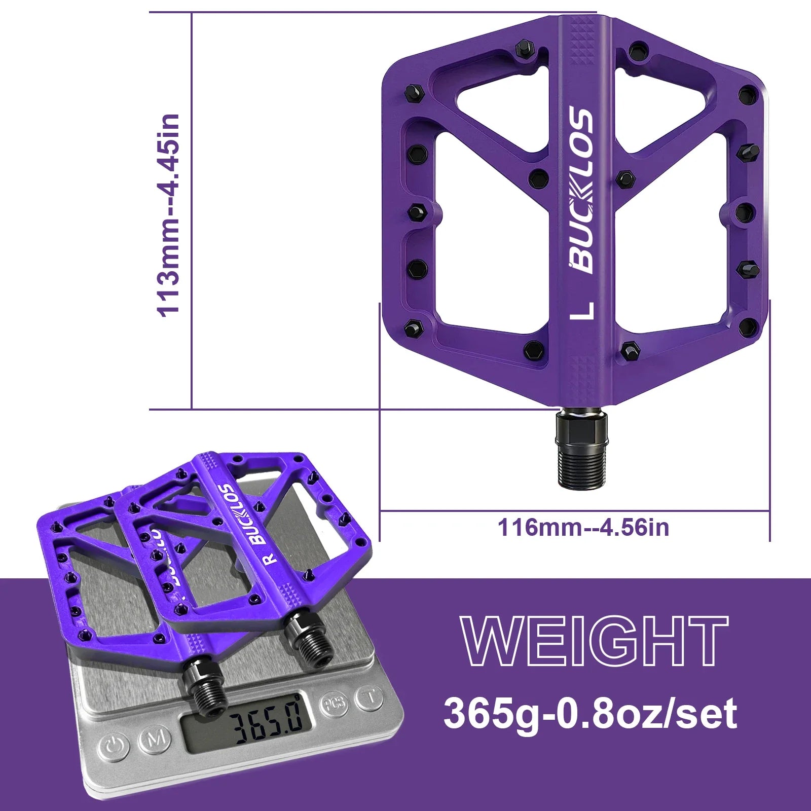 BUCKLOS Bicycle Pedal Nylon Mountain Bike Pedal Widen Road Bicycle Pedals Non-slip MTB Pedals for AM BMX Folding Bike