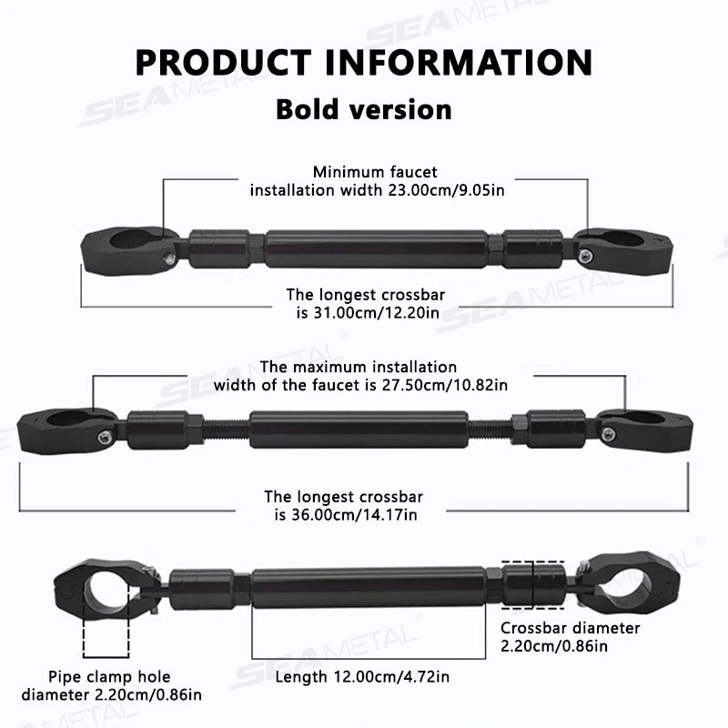 SEAMETAL Motorcycle Thick Balance Bar Universal 22mm Aluminum Crossbar Strengthen Handlebar Extended Motorbike Reinforce Lever